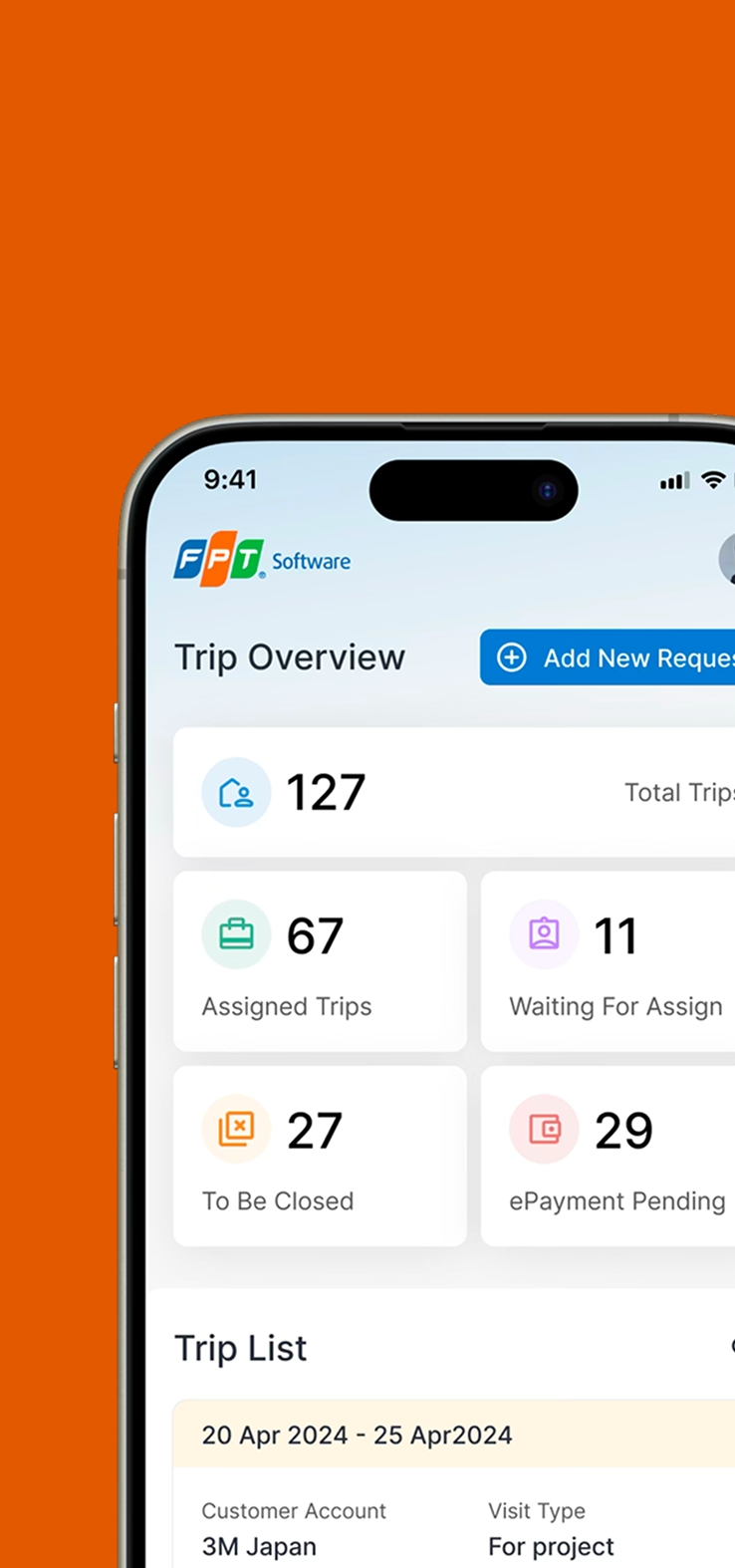 Customer visit management tool: the redesigned trip overview