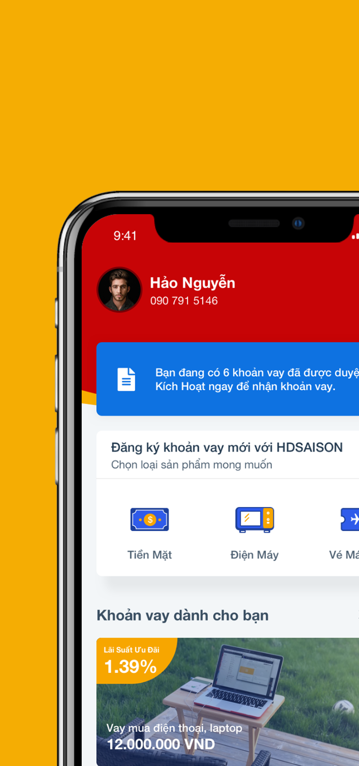 HD Saison consumer lending app screens